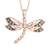 Thumbnail Image 0 of 1/4 CT. T.W. Champagne and White Diamond Dragonfly Pendant in 10K Rose Gold