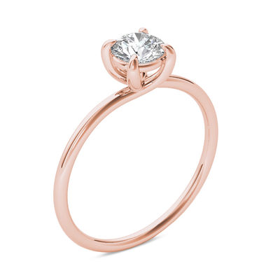 3 Ct Round Cut Solitaire Engagement Wedding Ring Solid 14K Rose Pink Gold 