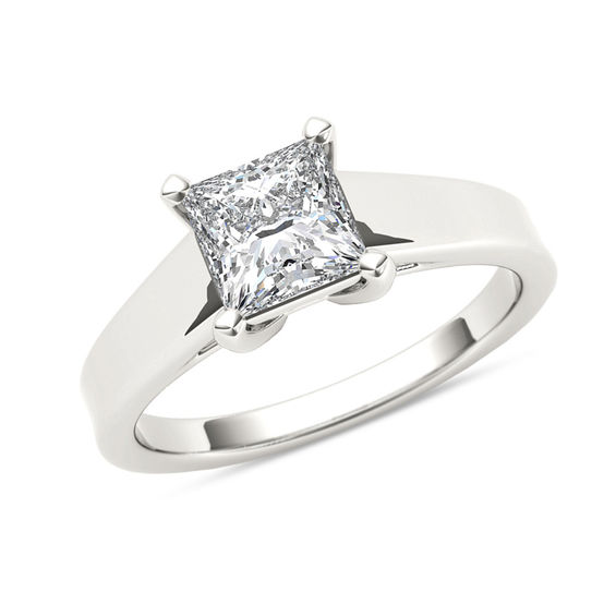 1 CT. Princess-Cut Diamond Solitaire Engagement Ring in 14K White Gold ...