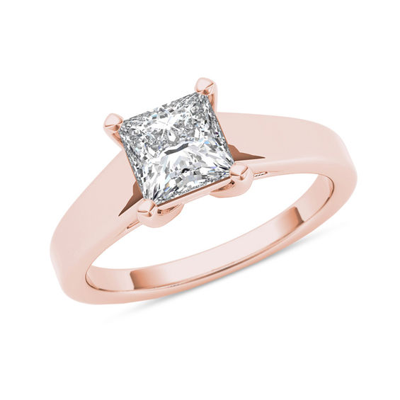 3/8 CT. Princess-Cut Diamond Solitaire Engagement Ring in 10K Rose 
