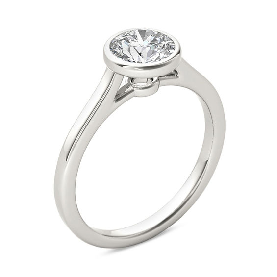 1 CT. Diamond Bezel Set Solitaire Engagement Ring in 14K White Gold