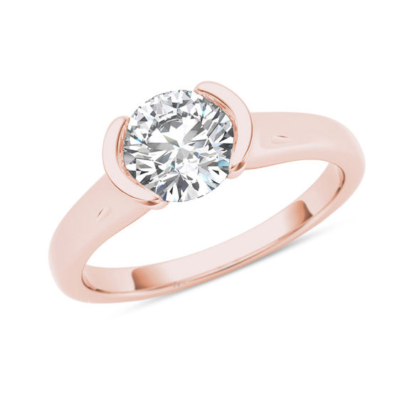 1 CT. Diamond Collar Solitaire Engagement Ring in 14K Rose Gold (I/I1) 1 CT. Diamond Collar Solitaire Engagement Ring in 14K Rose Gold (I/I1)