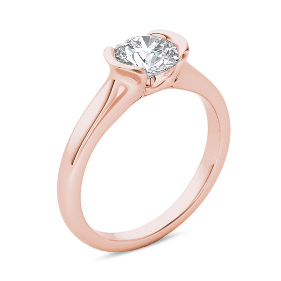 1 CT. Diamond Collar Solitaire Engagement Ring in 14K Rose Gold (I/I1) 1 CT. Diamond Collar Solitaire Engagement Ring in 14K Rose Gold (I/I1)