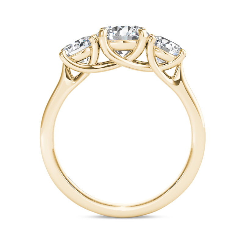 Main Image 3 of 2 CT. T.W. Diamond Three Stone Engagement Ring in 14K Gold
