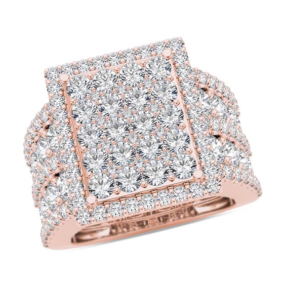 4 CT. T.W. Composite Diamond Rectangle Frame Engagement Ring in 14K Rose Gold 4 CT. T.W. Composite Diamond Rectangle Frame Engagement Ring in 14K Rose Gold