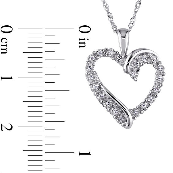 1/10 CT. T.w. Diamond Swirl Heart Pendant in 10K White Gold - 17"