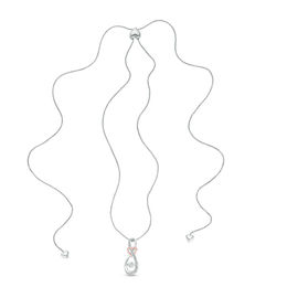 Diamond Accent Infinity with Heart Bolo Necklace in Sterling Silver and 10K Rose Gold - 30&quot;