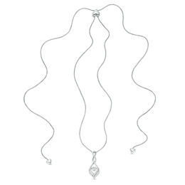 Unstoppable Love™ 1/4 CT. T.W. Diamond Cascading Infinity Drop Bolo Necklace in Sterling Silver - 30&quot;