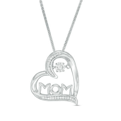 10k White Gold Heart Mom Necklace