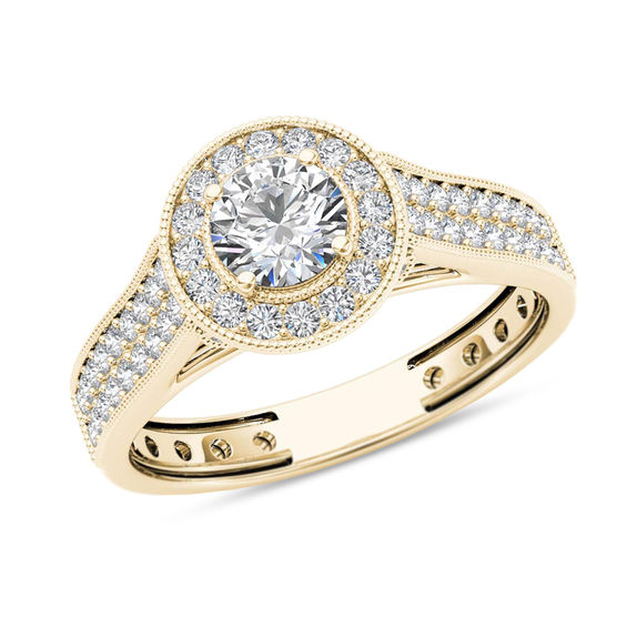 1 CT. T.W. Diamond Frame Vintage-Style Double Row Engagement Ring in 14K Gold 1 CT. T.W. Diamond Frame Vintage-Style Double Row Engagement Ring in 14K Gold