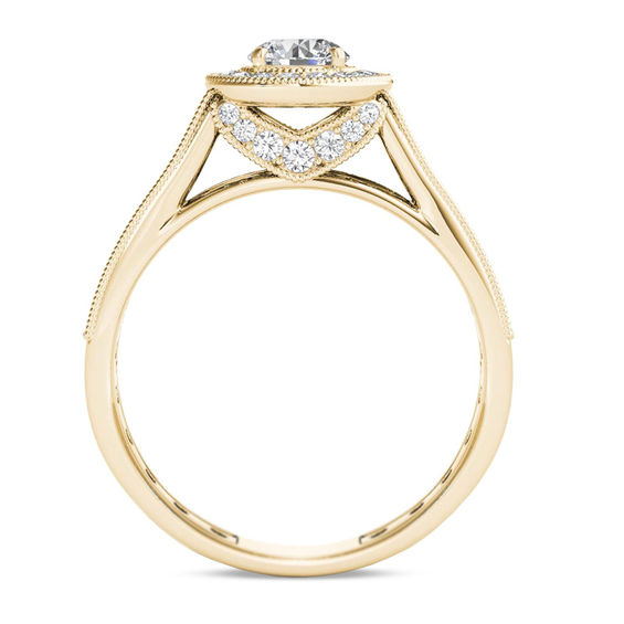 1 CT. T.W. Diamond Frame Vintage-Style Double Row Engagement Ring in 14K Gold 1 CT. T.W. Diamond Frame Vintage-Style Double Row Engagement Ring in 14K Gold