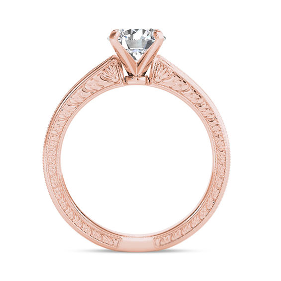 1 CT. T.W. Diamond Vintage-Style Engagement Ring in 14K Rose Gold | Zales