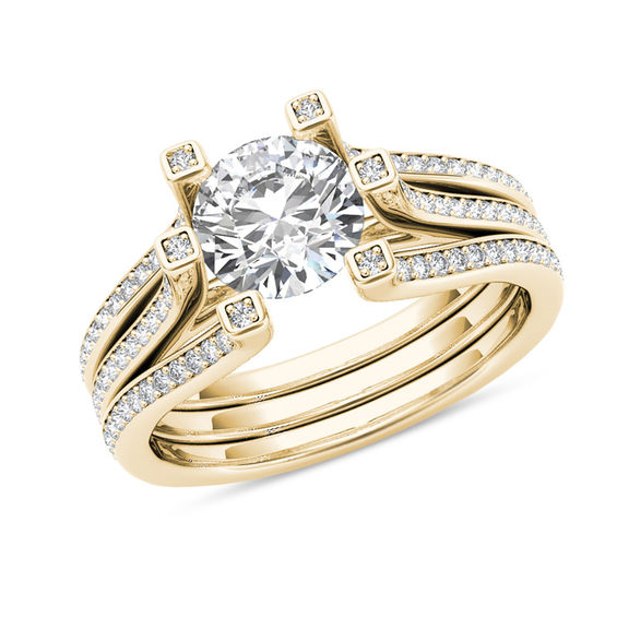 1-1/2 CT. T.W. Diamond Three Row Engagement Ring in 14K Gold 1-1/2 CT. T.W. Diamond Three Row Engagement Ring in 14K Gold