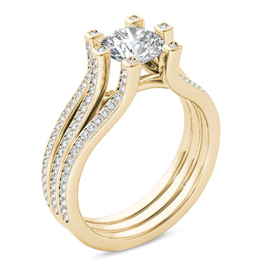 1-1/2 CT. T.W. Diamond Three Row Engagement Ring in 14K Gold 1-1/2 CT. T.W. Diamond Three Row Engagement Ring in 14K Gold