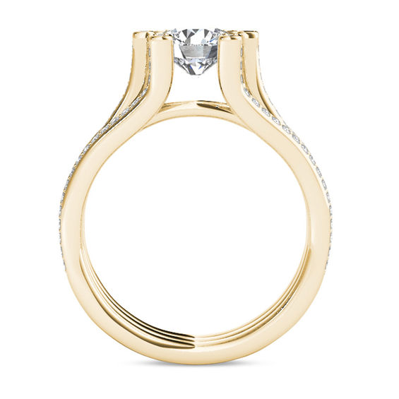 1-1/2 CT. T.W. Diamond Three Row Engagement Ring in 14K Gold 1-1/2 CT. T.W. Diamond Three Row Engagement Ring in 14K Gold