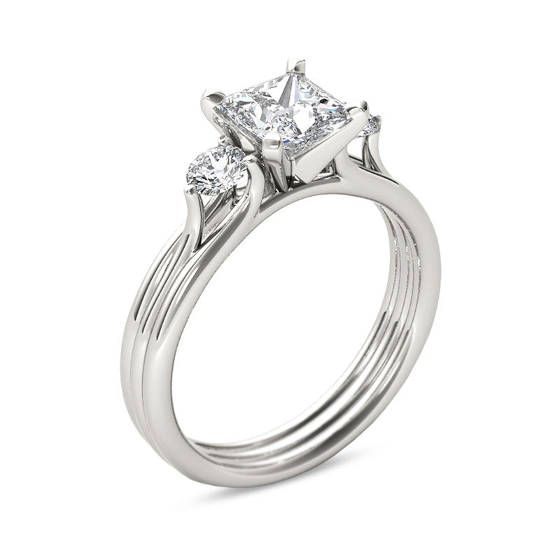 Main Image 2 of 1-1/2 CT. T.W. Princess-Cut Diamond Three Stone Engagement Ring in 14K White Gold