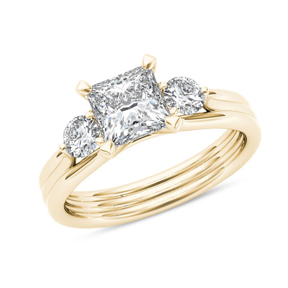1-1/2 CT. T.W. Princess-Cut Diamond Three Stone Engagement Ring in 14K Gold 1-1/2 CT. T.W. Princess-Cut Diamond Three Stone Engagement Ring in 14K Gold