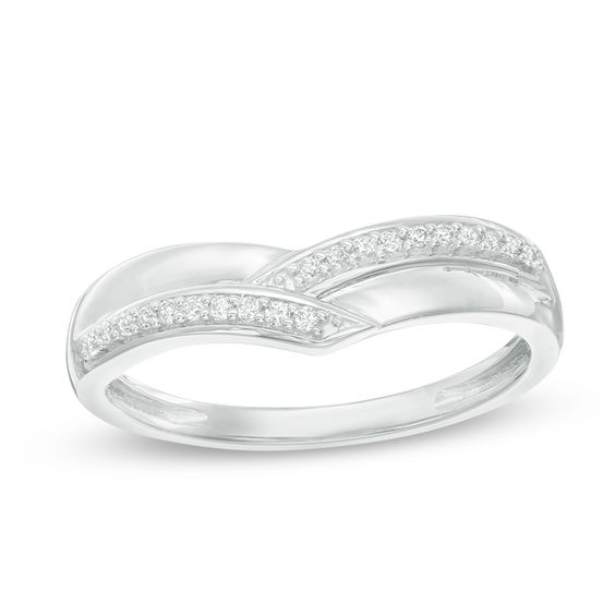 1/10 CT. T.w. Diamond Contour Wedding Band in 10K White Gold