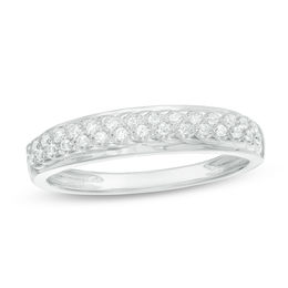 1/8 CT. T.W. Diamond Lattice Wedding Band in 10K White Gold