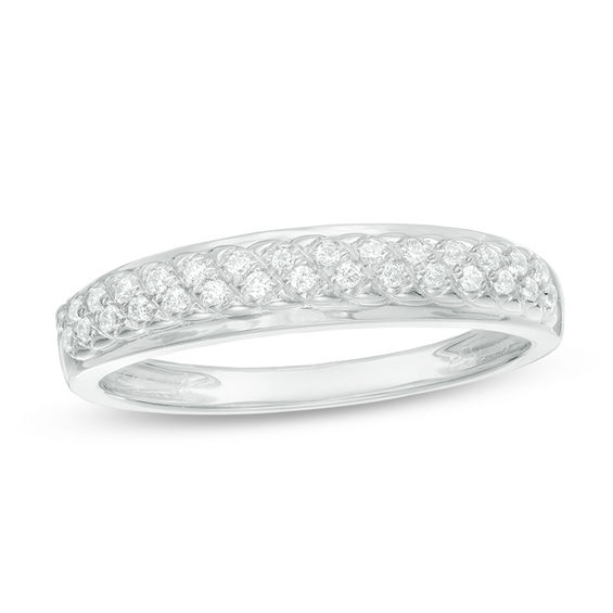 1/8 CT. T.w. Diamond Lattice Wedding Band in 10K White Gold