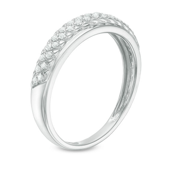 1/8 CT. T.w. Diamond Lattice Wedding Band in 10K White Gold