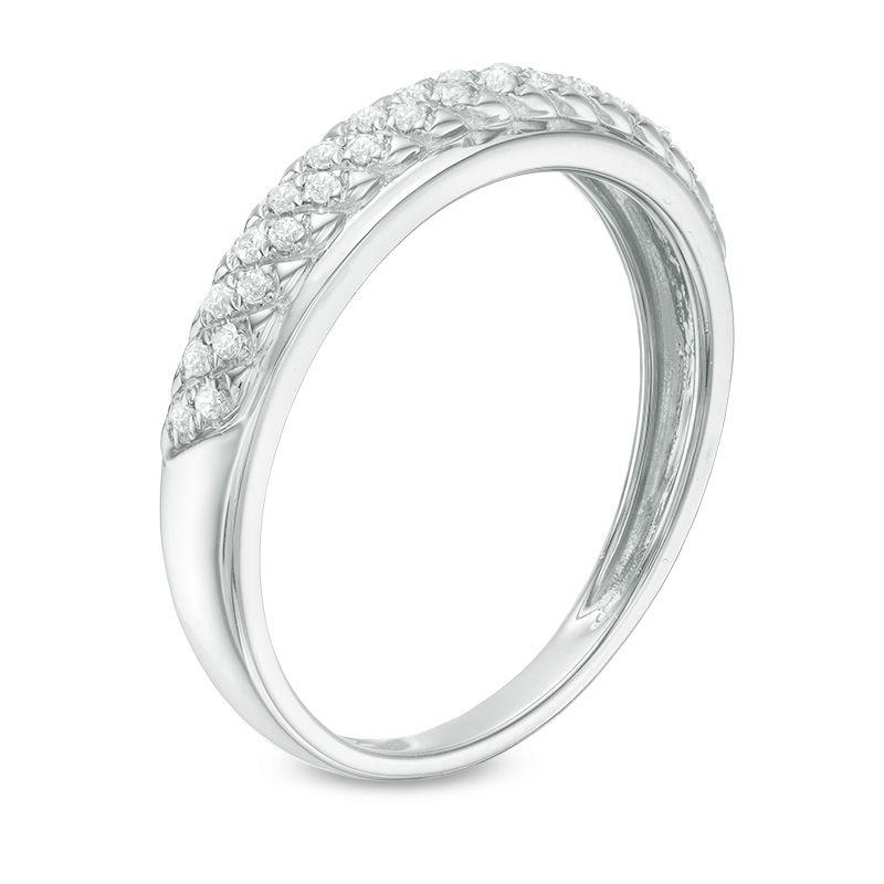 Main Image 2 of 1/8 CT. T.W. Diamond Lattice Wedding Band in 10K White Gold