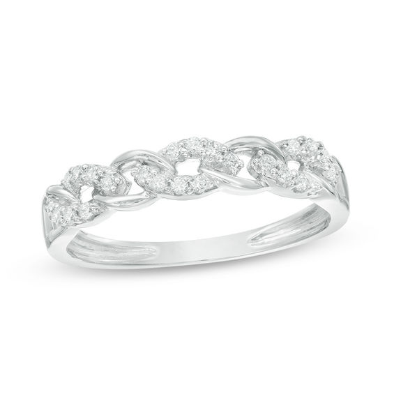 1/8 CT. T.W. Diamond Link Band in 10K White Gold | Zales 1/8 CT. T.W. Diamond Link Band in 10K White Gold | Zales