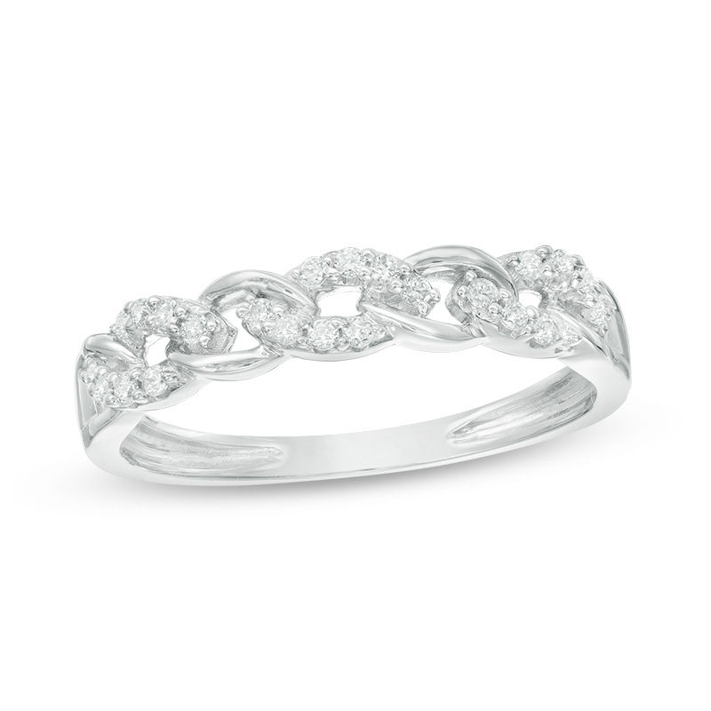 1/8 CT. T.W. Diamond Link Band in 10K White Gold