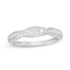 Thumbnail Image 1 of 1/5 CT. T.W. Diamond Scallop Edge Vintage-Style Wedding Band in 10K White Gold