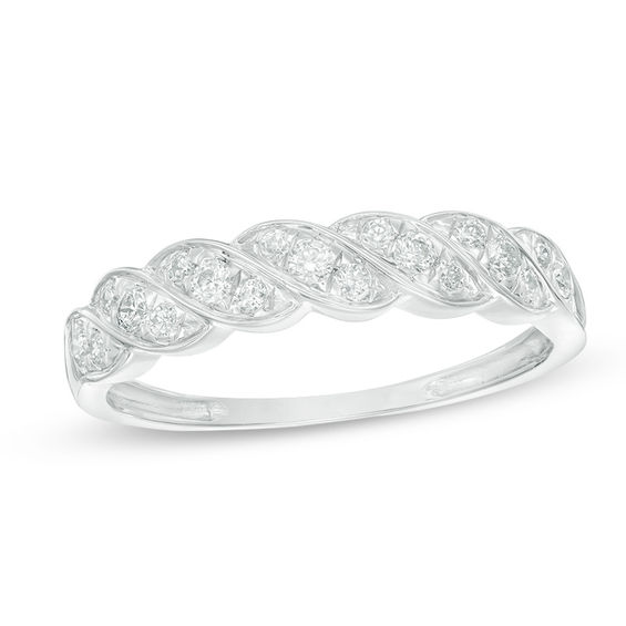 1/4 CT. T.W. Diamond Twist Wedding Band in 10K White Gold | Zales