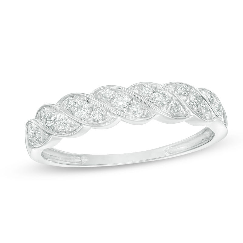 1/4 CT. T.W. Diamond Twist Wedding Band in 10K White Gold