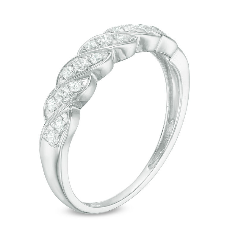 1/4 CT. T.W. Diamond Twist Wedding Band in 10K White Gold