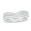 Thumbnail Image 1 of 1/4 CT. T.W. Diamond Two Row Chevron Wedding Band in 10K White Gold