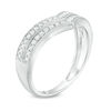 Thumbnail Image 2 of 1/4 CT. T.W. Diamond Two Row Chevron Wedding Band in 10K White Gold