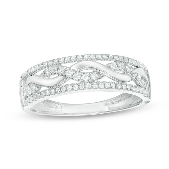 1 4 Ct T W Diamond Twist Wedding Band In 10k White Gold T W Diamond Twist Wedding Band In 10k White Gold
