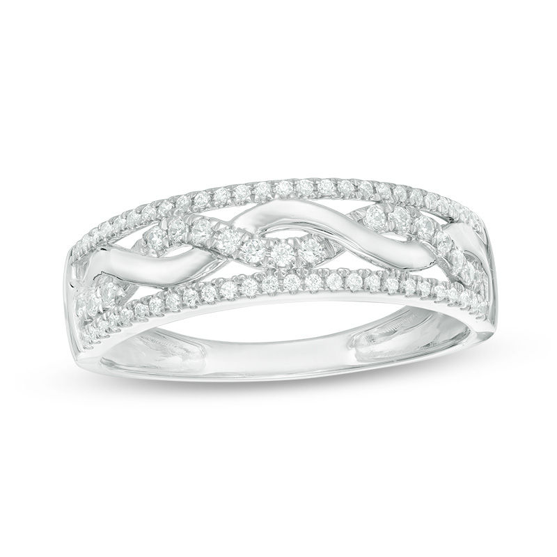 1/4 CT. T.W. Diamond Twist Wedding Band in 10K White Gold