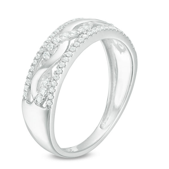 1/4 CT. T.w. Diamond Twist Wedding Band in 10K White Gold