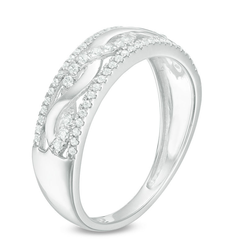 1/4 CT. T.W. Diamond Twist Wedding Band in 10K White Gold