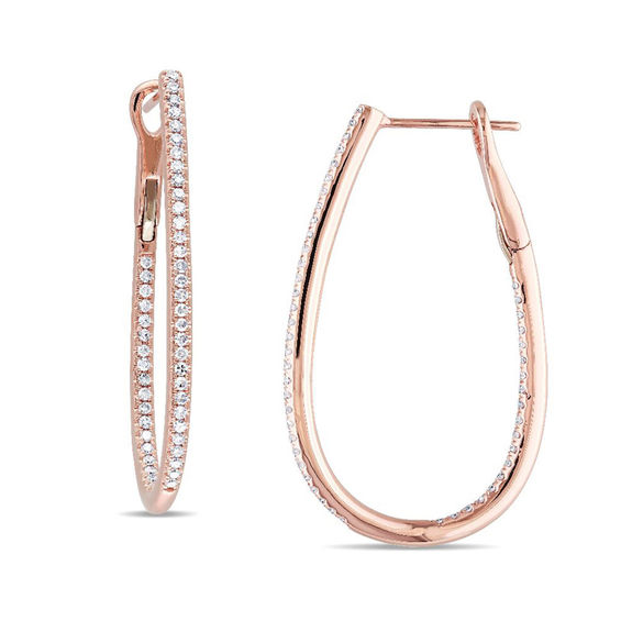 1/2 CT. T.W. Diamond Inside-Out Oval Hoop Earrings in 14K Rose Gold 1/2 CT. T.W. Diamond Inside-Out Oval Hoop Earrings in 14K Rose Gold