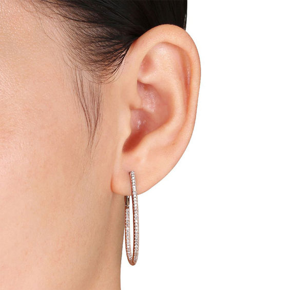 1/2 CT. T.W. Diamond Inside-Out Oval Hoop Earrings in 14K Rose Gold 1/2 CT. T.W. Diamond Inside-Out Oval Hoop Earrings in 14K Rose Gold