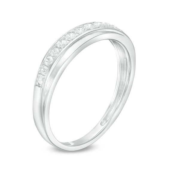 1/4 CT. T.w. Diamond Slant Wedding Band in 10K White Gold