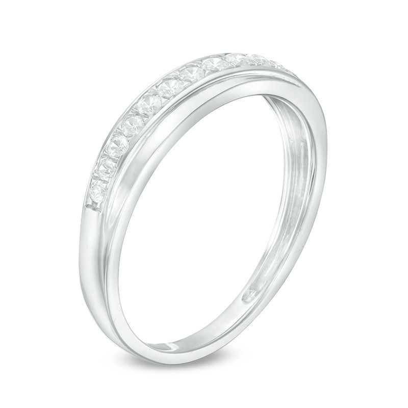Main Image 2 of 1/4 CT. T.W. Diamond Slant Wedding Band in 10K White Gold
