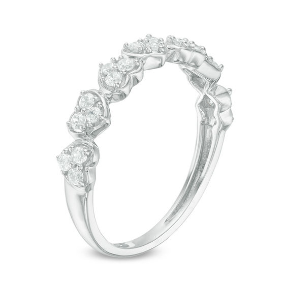 1/3 CT. T.w. Diamond Heart Wedding Band in 10K White Gold