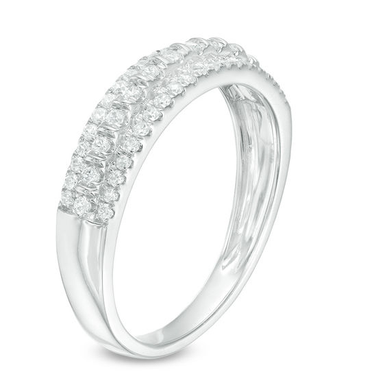 1/3 CT. T.w. Diamond Three Row Wedding Band in 10K White Gold