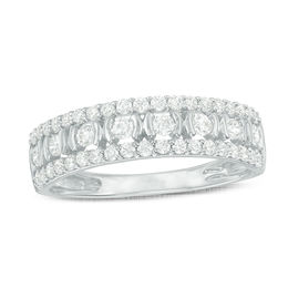 1/2 CT. T.W. Diamond Three Row Wedding Band in 10K White Gold