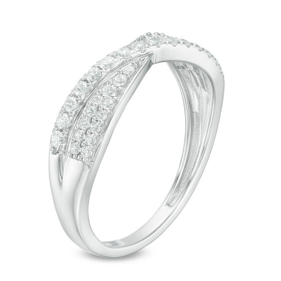 1/3 CT. T.w. Diamond Crossover Wedding Band in 10K White Gold