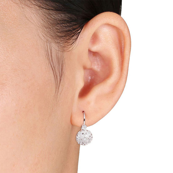1/8 CT. T.W. Diamond Vintage-Style Drop Earrings in 14K White Gold 1/8 CT. T.W. Diamond Vintage-Style Drop Earrings in 14K White Gold