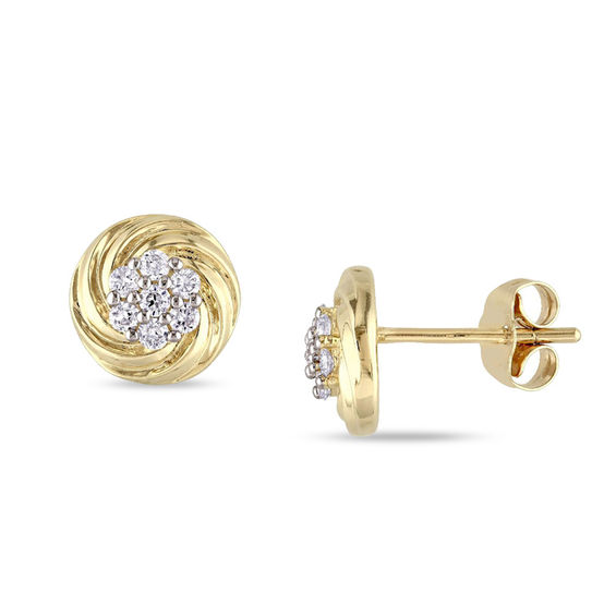 1/4 CT. T.W. Composite Diamond Swirl Frame Stud Earrings in 10K Gold 1/4 CT. T.W. Composite Diamond Swirl Frame Stud Earrings in 10K Gold