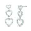 Thumbnail Image 1 of 3/8 CT. T.W. Diamond Triple Heart Drop Earrings in Sterling Silver