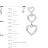 Thumbnail Image 2 of 3/8 CT. T.W. Diamond Triple Heart Drop Earrings in Sterling Silver